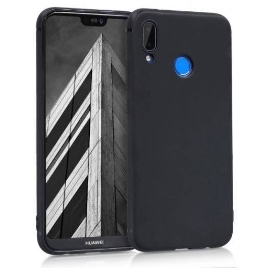Huawei P20 Lite Kılıf İnce Soft Mat Renkli Esnek Silikon Kapak - Siyah