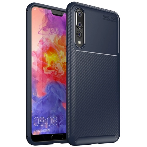 Huawei P20 Pro Kılıf Silikon Parmak İzi Bırakmayan Karbon Soft Negro Kapak - Lacivert