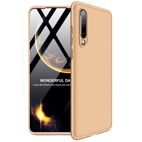 Huawei P30 Kılıf 3 Parçalı 360 Tam Korumalı Rubber AYS Kapak - Gold