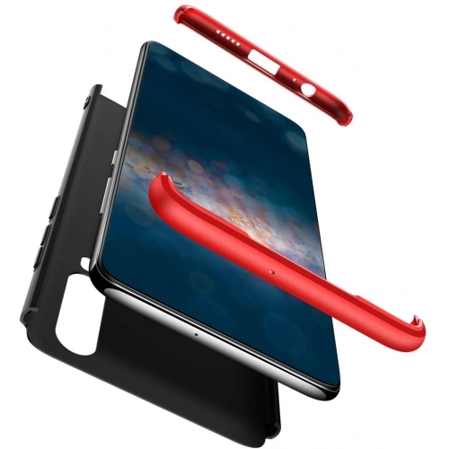 Huawei P30 Kılıf 3 Parçalı 360 Tam Korumalı Rubber AYS Kapak - Kırmızı - Siyah