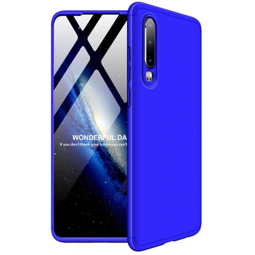 Huawei P30 Kılıf 3 Parçalı 360 Tam Korumalı Rubber AYS Kapak - Mavi