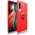 Huawei P30 Kılıf Renkli Silikon Yüzüklü Standlı Auto Focus Ravel Kapak - Kırmızı