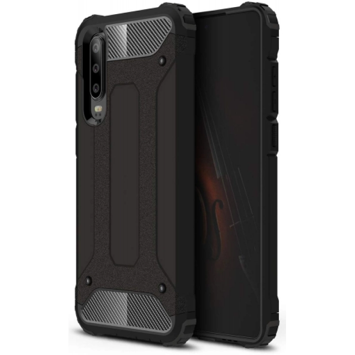 Huawei P30 Kılıf Zırhlı Tank Crash Silikon Kapak - Siyah