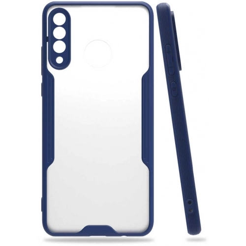 Huawei P30 Lite Kılıf Renkli Silikon Kamera Lens Korumalı Şeffaf Parfe Kapak - Lacivert