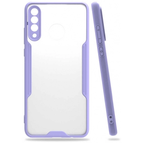 Huawei P30 Lite Kılıf Renkli Silikon Kamera Lens Korumalı Şeffaf Parfe Kapak - Lila