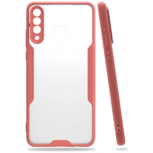 Huawei P30 Lite Kılıf Renkli Silikon Kamera Lens Korumalı Şeffaf Parfe Kapak - Pembe