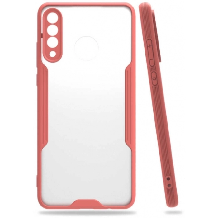 Huawei P30 Lite Kılıf Renkli Silikon Kamera Lens Korumalı Şeffaf Parfe Kapak - Pembe