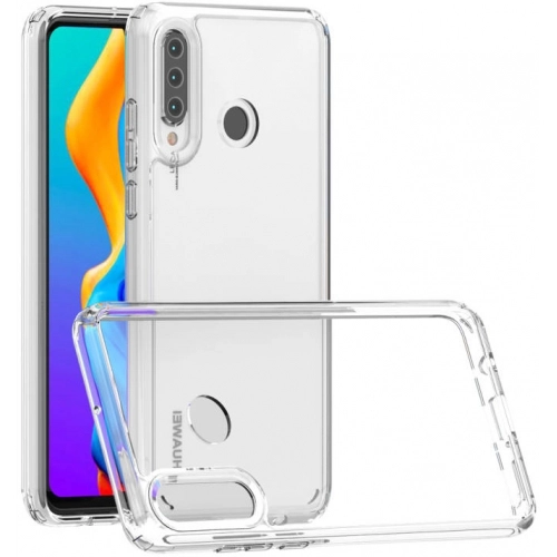 Huawei P30 Lite Kılıf Korumalı Kenarları Silikon Arkası Sert Coss Kapak - Şeffaf