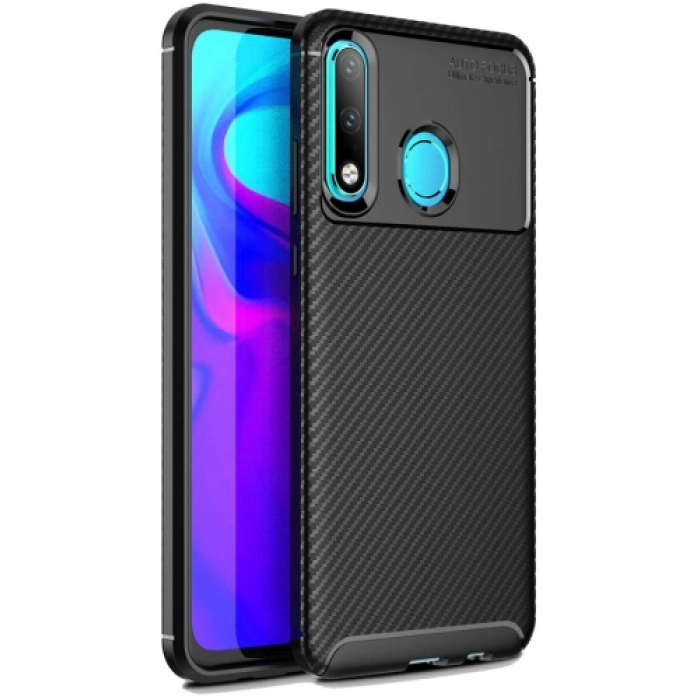 Huawei P30 Lite Kılıf Silikon Parmak İzi Bırakmayan Karbon Soft Negro Kapak - Siyah