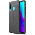 Huawei P30 Lite Kılıf Deri Görünümlü Lüks Parmak İzi Bırakmaz Niss Silikon Kapak - Siyah