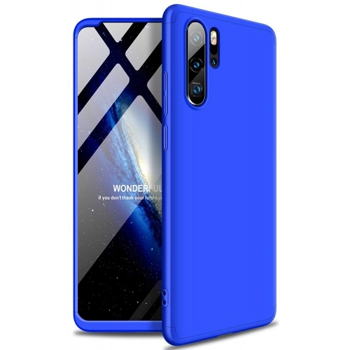 Huawei P30 Pro Kılıf 3 Parçalı 360 Tam Korumalı Rubber AYS Kapak  - Mavi