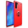 Huawei P30 Pro Kılıf Renkli Silikon Yüzüklü Standlı Auto Focus Ravel Kapak - Kırmızı