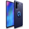 Huawei P30 Pro Kılıf Renkli Silikon Yüzüklü Standlı Auto Focus Ravel Kapak - Mavi
