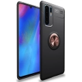 Huawei P30 Pro Kılıf Renkli Silikon Yüzüklü Standlı Auto Focus Ravel Kapak - Rose Gold