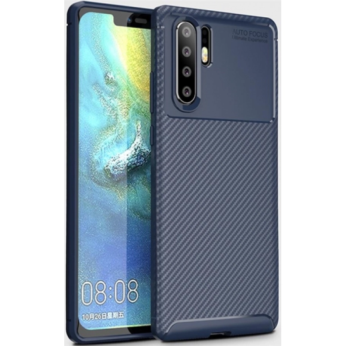 Huawei P30 Pro Kılıf Silikon Parmak İzi Bırakmayan Karbon Soft Negro Kapak - Lacivert
