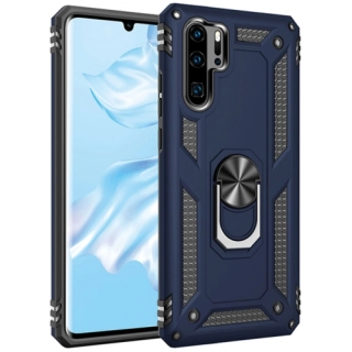 Huawei P30 Pro Kılıf Silikon Zırhlı Standlı Yüzüklü Mıknatıslı Tank Kapak - Lacivert