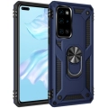 Huawei P40 Kılıf Silikon Zırhlı Standlı Yüzüklü Mıknatıslı Tank Kapak - Lacivert