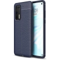 Huawei P40 Kılıf Deri Görünümlü Lüks Parmak İzi Bırakmaz Niss Silikon Kapak - Lacivert