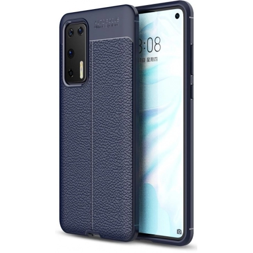 Huawei P40 Kılıf Deri Görünümlü Lüks Parmak İzi Bırakmaz Niss Silikon Kapak - Lacivert
