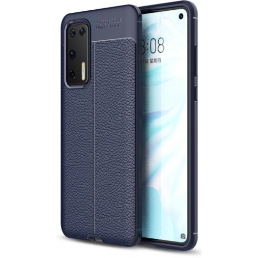 Huawei P40 Kılıf Deri Görünümlü Lüks Parmak İzi Bırakmaz Niss Silikon Kapak - Lacivert