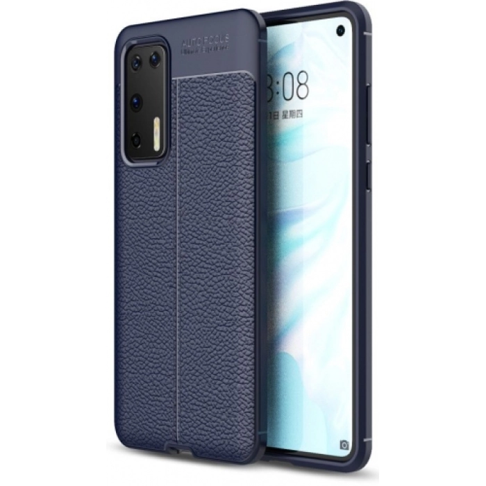 Huawei P40 Kılıf Deri Görünümlü Lüks Parmak İzi Bırakmaz Niss Silikon Kapak - Lacivert