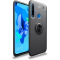 Huawei P40 Lite E Kılıf Renkli Silikon Yüzüklü Standlı Auto Focus Ravel Kapak - Siyah