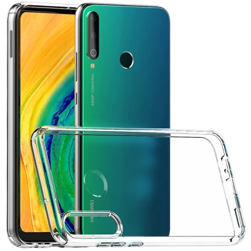 Huawei P40 Lite E Kılıf Korumalı Kenarları Silikon Arkası Sert Coss Kapak  - Şeffaf