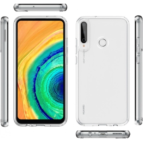 Huawei P40 Lite E Kılıf Korumalı Kenarları Silikon Arkası Sert Coss Kapak  - Şeffaf
