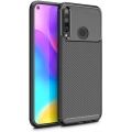 Huawei P40 Lite E Kılıf Silikon Parmak İzi Bırakmayan Karbon Soft Negro Kapak - Siyah