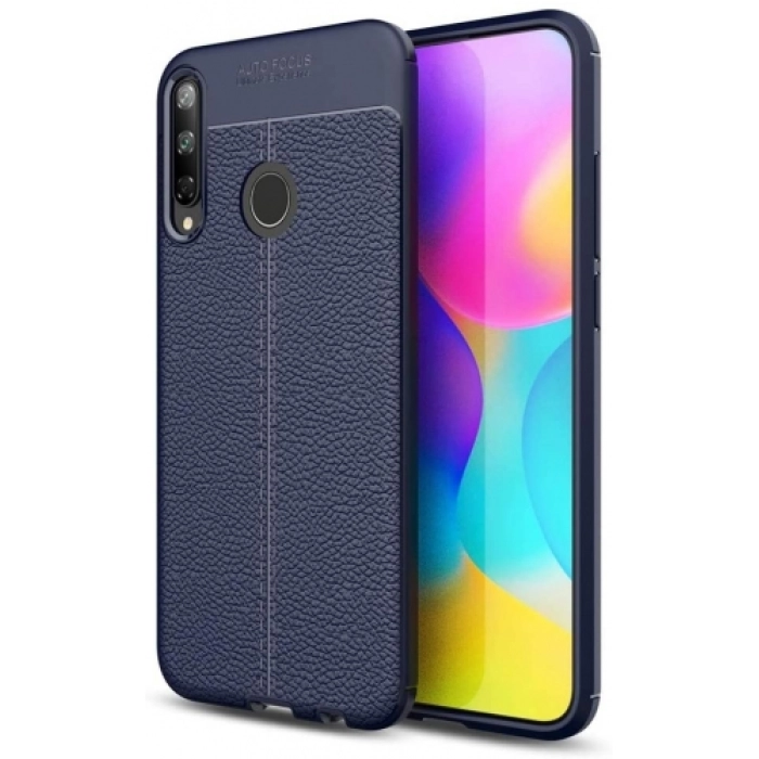 Huawei P40 Lite E Kılıf Deri Görünümlü Lüks Parmak İzi Bırakmaz Niss Silikon Kapak - Lacivert