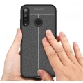 Huawei P40 Lite E Kılıf Deri Görünümlü Lüks Parmak İzi Bırakmaz Niss Silikon Kapak - Siyah
