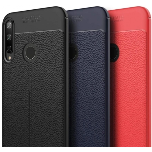 Huawei P40 Lite E Kılıf Deri Görünümlü Lüks Parmak İzi Bırakmaz Niss Silikon Kapak - Siyah