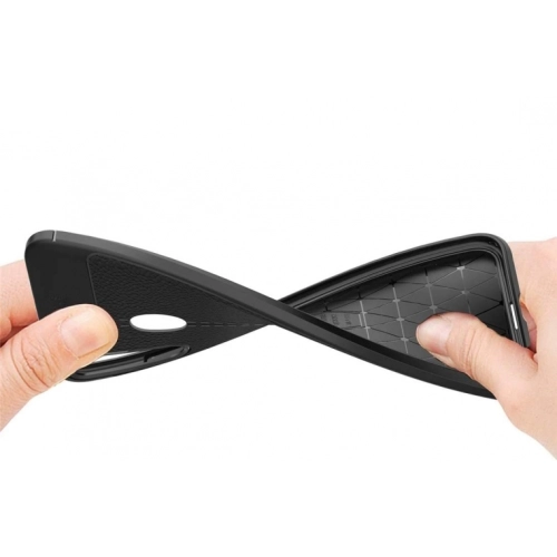 Huawei P40 Lite E Kılıf Deri Görünümlü Lüks Parmak İzi Bırakmaz Niss Silikon Kapak - Siyah