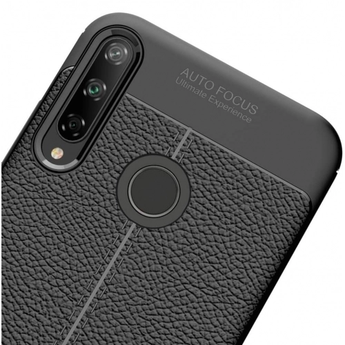 Huawei P40 Lite E Kılıf Deri Görünümlü Lüks Parmak İzi Bırakmaz Niss Silikon Kapak - Siyah