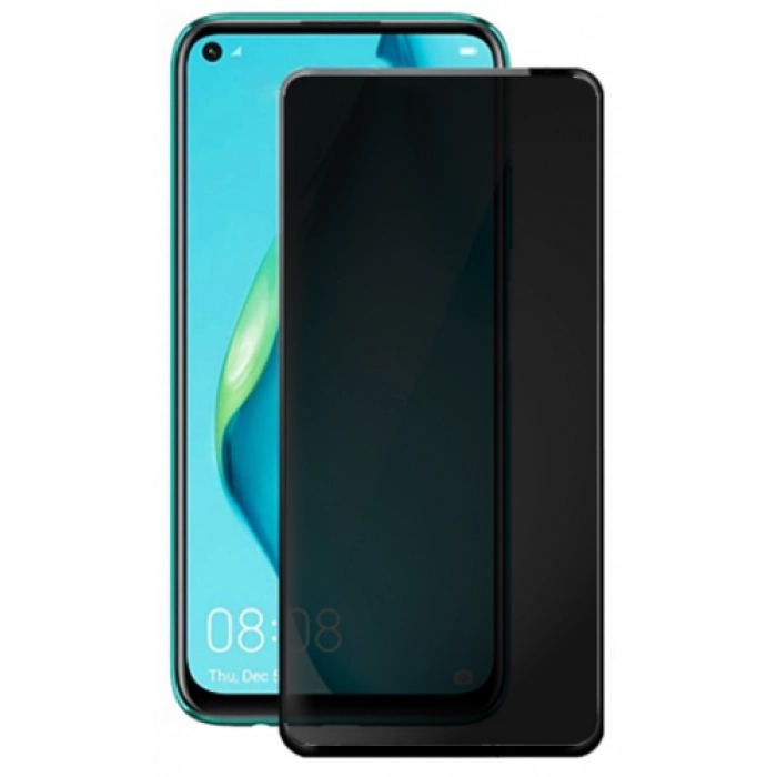 Huawei P40 Lite E Kırılmaz Cam 5D Ekran Koruyucu Karartmalı Hayalet Cam Privacy Tam Kapatan - Siyah
