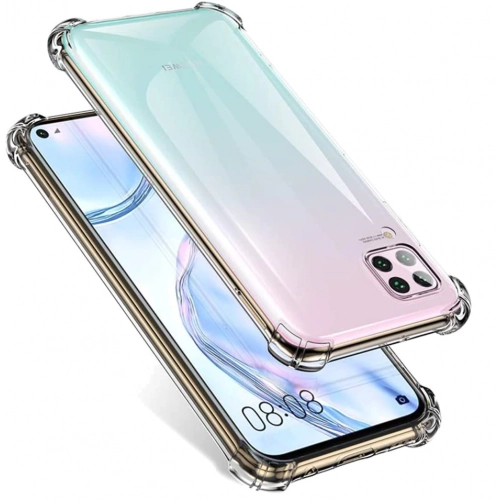 Huawei P40 Lite Kılıf Silikon Köşe Korumalı Airbag Darbe Emici Kapak - Şeffaf