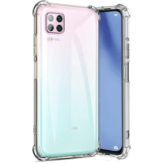Huawei P40 Lite Kılıf Silikon Köşe Korumalı Airbag Darbe Emici Kapak - Şeffaf