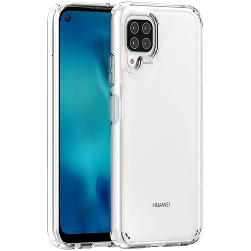 Huawei P40 Lite Kılıf Korumalı Kenarları Silikon Arkası Sert Coss Kapak - Şeffaf