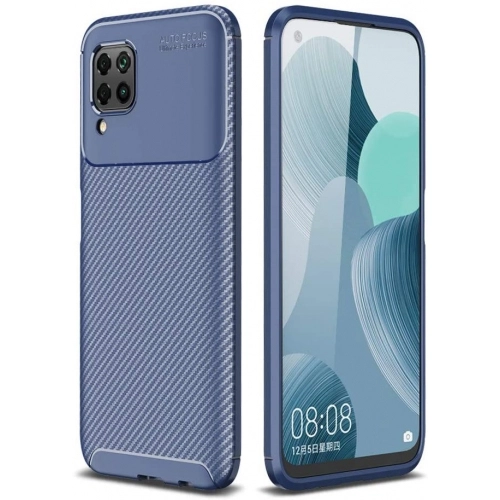 Huawei P40 Lite Kılıf Silikon Parmak İzi Bırakmayan Karbon Soft Negro Kapak - Lacivert