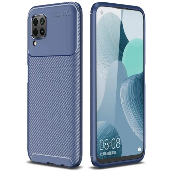 Huawei P40 Lite Kılıf Silikon Parmak İzi Bırakmayan Karbon Soft Negro Kapak - Lacivert