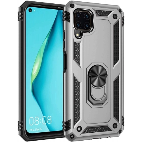 Huawei P40 Lite Kılıf Silikon Zırhlı Standlı Yüzüklü Mıknatıslı Tank Kapak - Gri