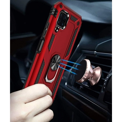 Huawei P40 Lite Kılıf Silikon Zırhlı Standlı Yüzüklü Mıknatıslı Tank Kapak - Lacivert