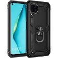 Huawei P40 Lite Kılıf Silikon Zırhlı Standlı Yüzüklü Mıknatıslı Tank Kapak - Siyah