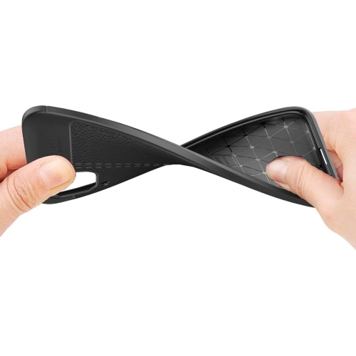 Huawei P40 Lite Kılıf Deri Görünümlü Lüks Parmak İzi Bırakmaz Niss Silikon Kapak - Siyah