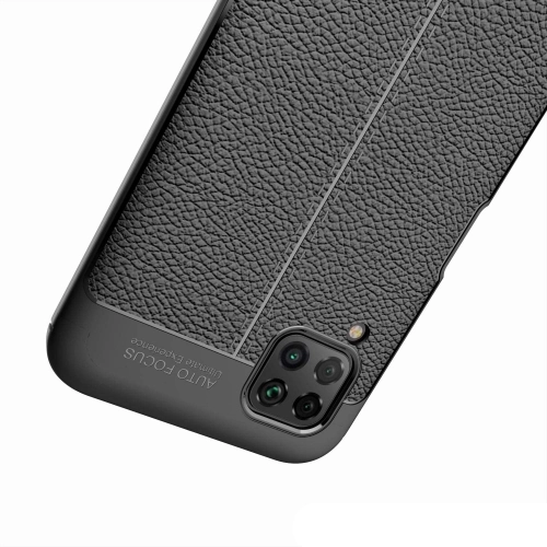 Huawei P40 Lite Kılıf Deri Görünümlü Lüks Parmak İzi Bırakmaz Niss Silikon Kapak - Siyah