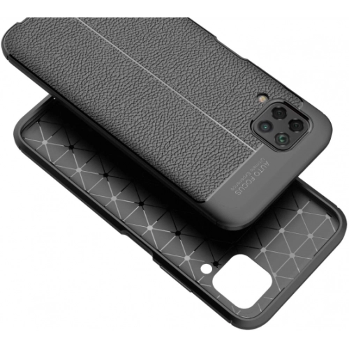 Huawei P40 Lite Kılıf Deri Görünümlü Lüks Parmak İzi Bırakmaz Niss Silikon Kapak - Siyah