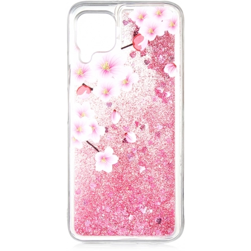 Huawei P40 Lite Kılıf Sıvılı Simli Silikon Marshmelo Kılıf - Pembe