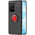 Huawei P40 Pro Kılıf Renkli Silikon Yüzüklü Standlı Auto Focus Ravel Kapak - Kırmızı - Siyah