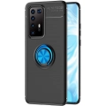 Huawei P40 Pro Kılıf Renkli Silikon Yüzüklü Standlı Auto Focus Ravel Kapak - Mavi - Siyah