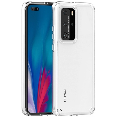Huawei P40 Pro Kılıf Korumalı Kenarları Silikon Arkası Sert Coss Kapak - Şeffaf